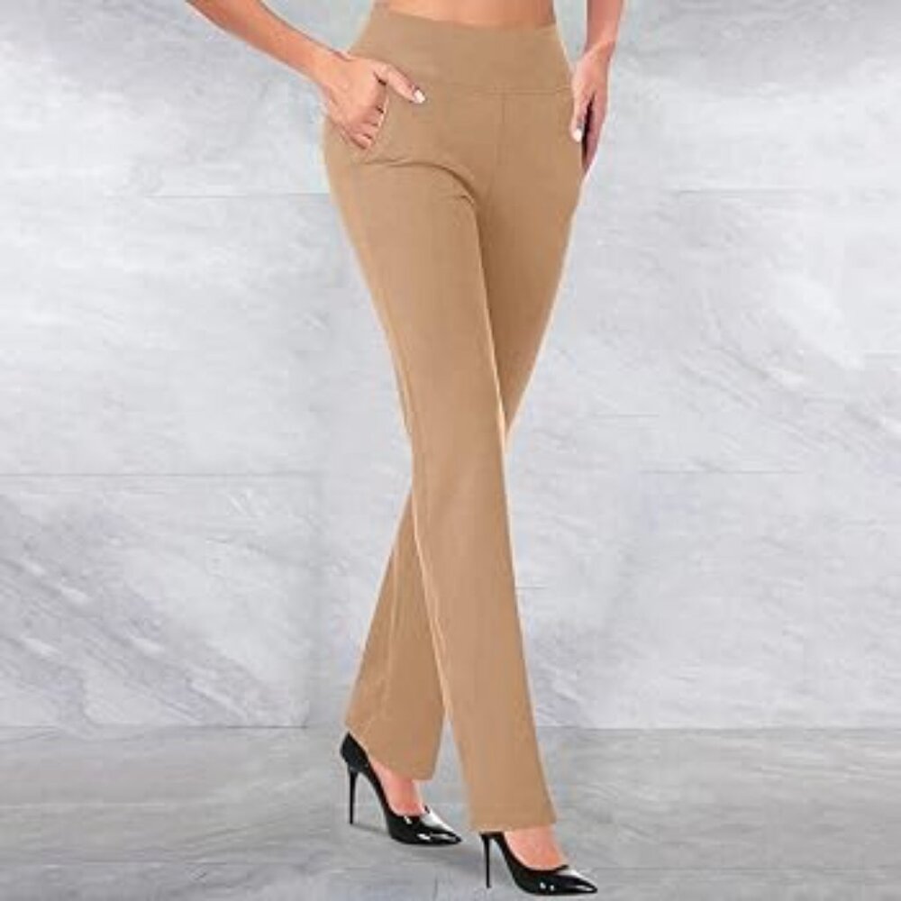 [S] Tan / Beige Pull-On Business Casual Women's Pants